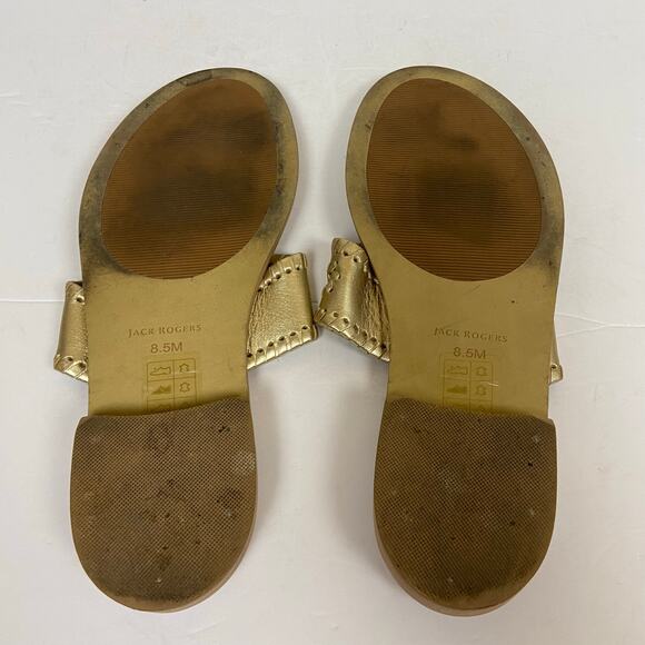 Jack Rogers Leather Thong Gold Metallic Sandals Shoes Size 8.5 - Picture 10 of 11